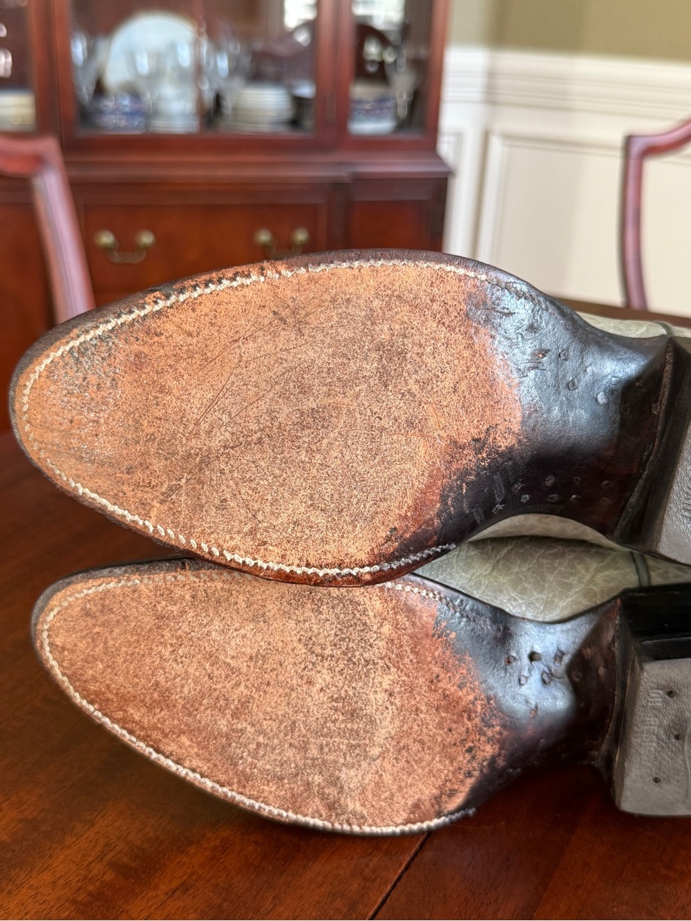Vintage 80s NOCONA Exotic Antelope Cowboy Boots Gray/Sage Mens Size 8.5 D - USA - Picture 11 of 13